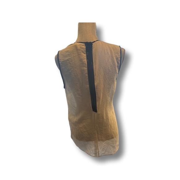 Helmut lang vintage sheer sleeveless top with calf hair trim size M - Picture 3 of 4